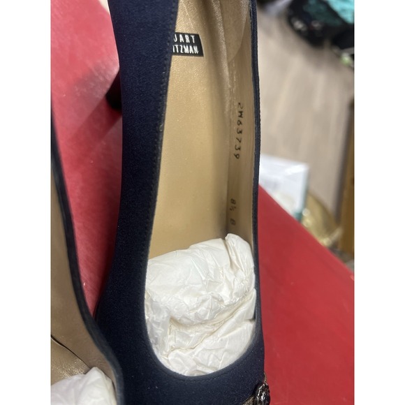 STUART WEITZMAN AUTH Vintage Women's Size 8.5 Capricorn Navy Crepe Pumps - Picture 5 of 8